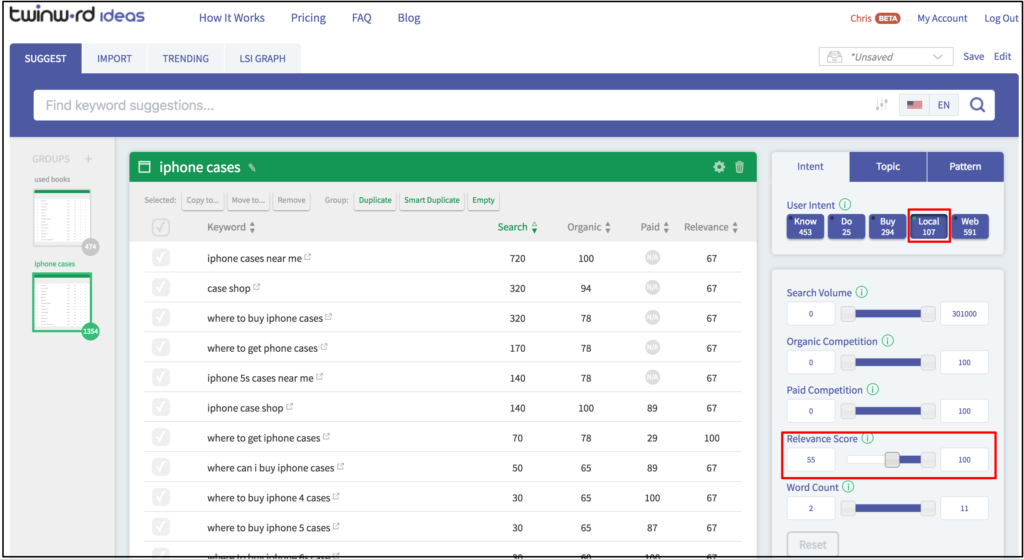 Twinword Keyword Research 