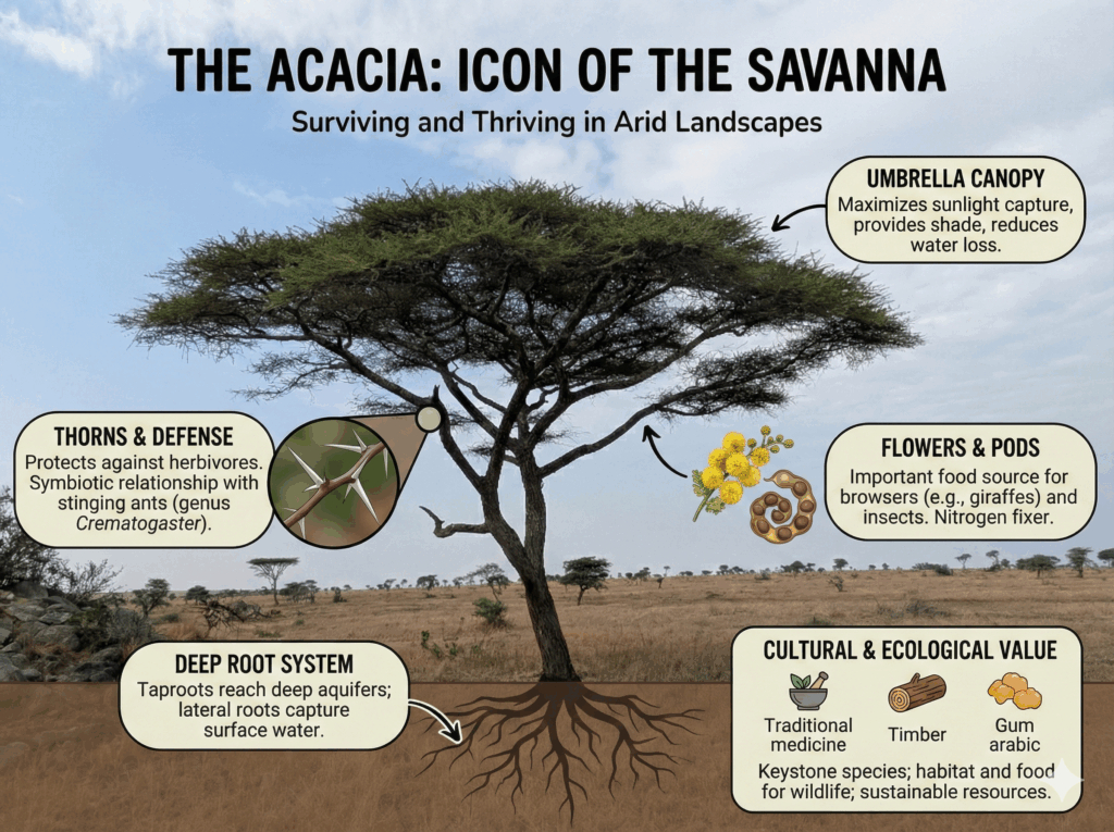 Tree in Serengeti with infographics