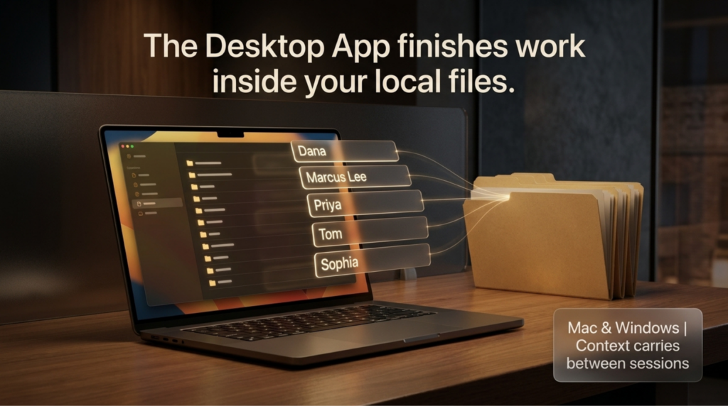 The Desktop App finishes work inside local files